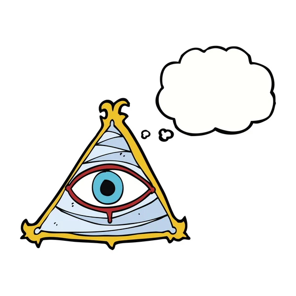 Kreskówki mistyczne oko symbol z bańki myślowej — Wektor stockowy