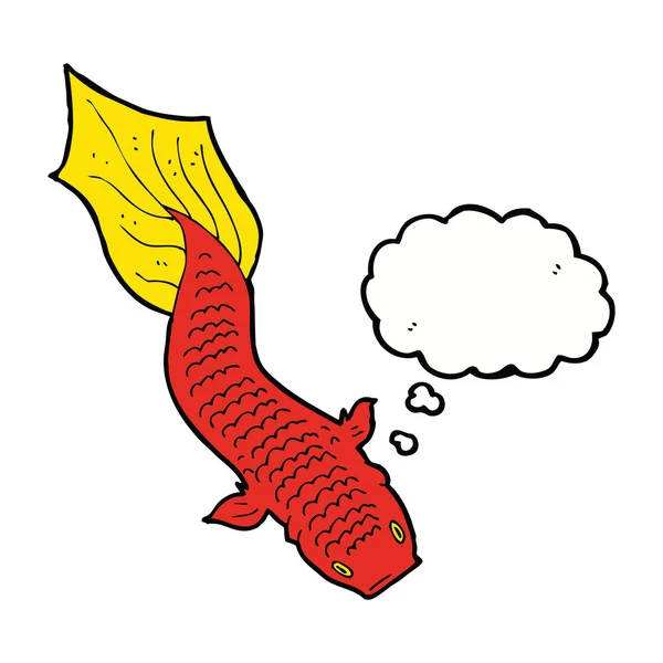 思考バブルを持つ漫画の魚 — ストックベクタ