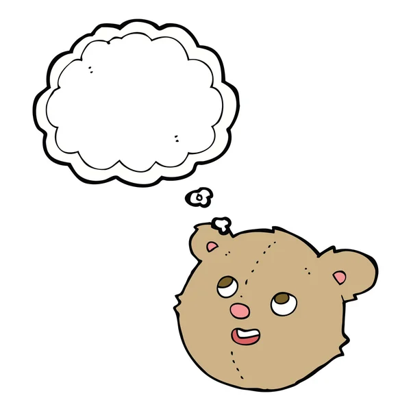 Cartoon teddy bear head with thought bubble — Stock Vector