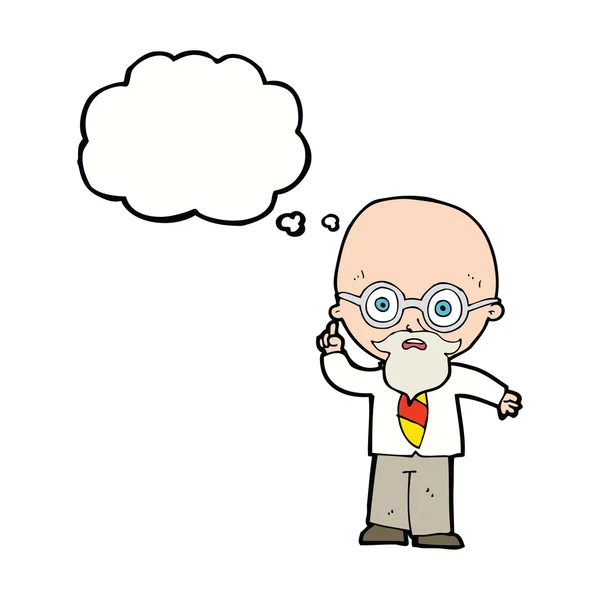 Cartoon-Professor mit Gedankenblase — Stockvektor