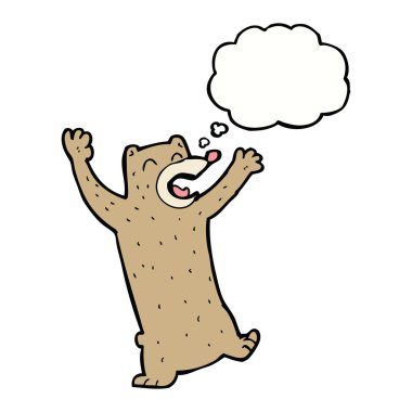 Düşünce baloncuklu çizgi film ayısı