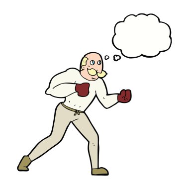 Düşünce baloncuğu olan çizgi film retro boksörü