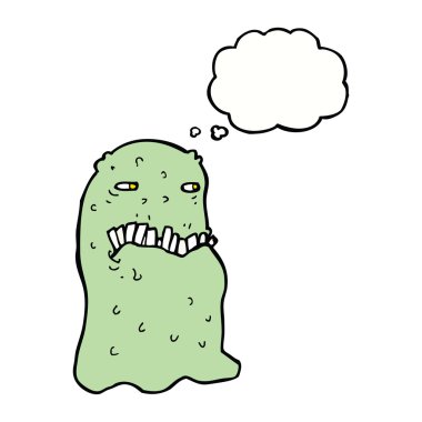 Düşünce baloncuklu iğrenç bir hayalet.