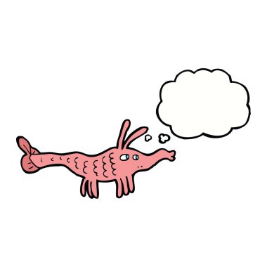 çizgi film karides ile düşünce balonu