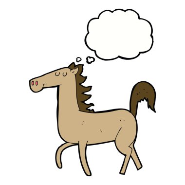 Düşünce baloncuklu çizgi film atı