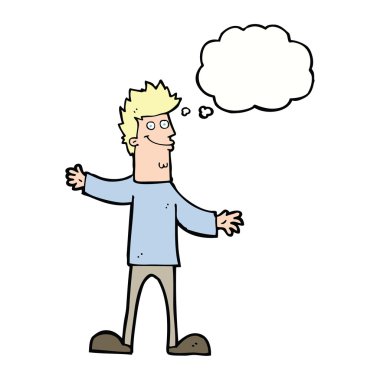 çizgi film mutlu adam düşünce baloncuğu ile