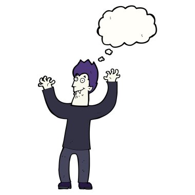 Düşünce baloncuklu cadılar bayramı vampiri çizgi filmi