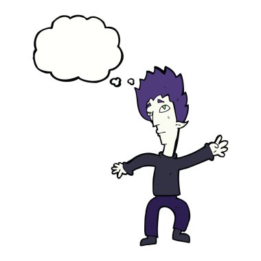 Düşünce baloncuğu olan vampir adam.