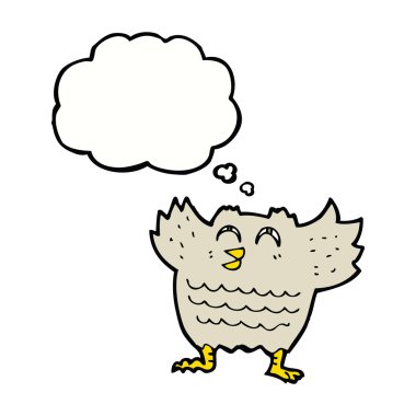 Düşünce baloncuklu çizgi film baykuşu