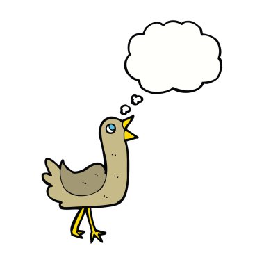 Düşünce baloncuklu çizgi film kuşu