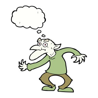 Düşünce baloncuklu çizgi film cini