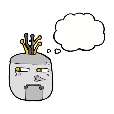Düşünce baloncuklu robot kafası