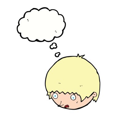 Düşünce baloncuğuyla şok olmuş karikatür