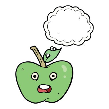Düşünce baloncuklu çizgi film elması