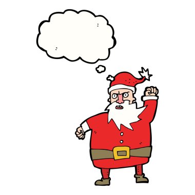 Düşünce baloncuklu çizgi film Noel Baba