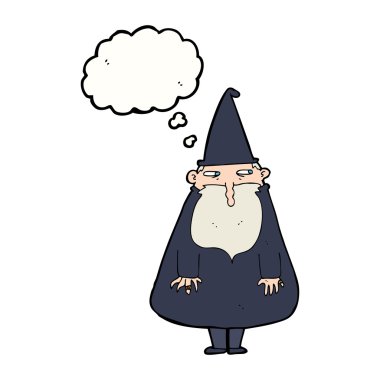 Düşünce baloncuklu çizgi film sihirbazı