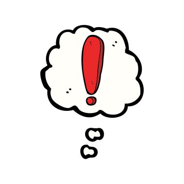 Düşünce baloncuklu çizgi film ünlem işareti