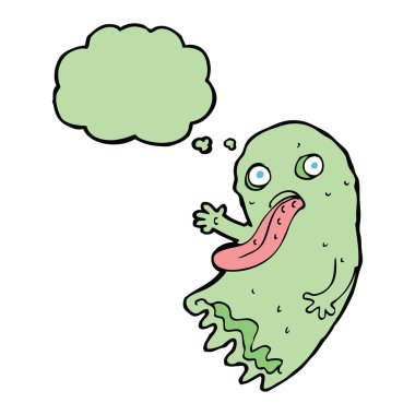 Düşünce baloncuklu iğrenç bir hayalet.