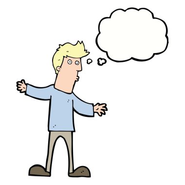 Düşünce baloncuğu olan meraklı bir adam