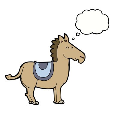 Düşünce baloncuklu çizgi film eşeği