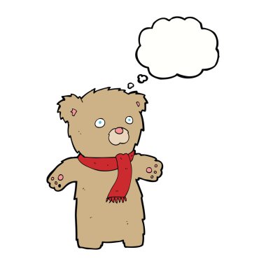 Düşünce baloncuklu oyuncak ayı.