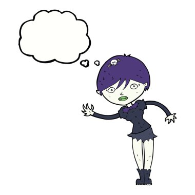 Düşünce baloncuğu olan vampir kız.