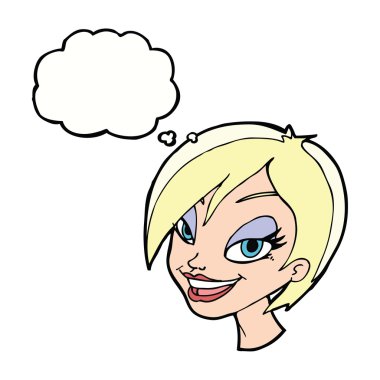 çizgi film oldukça kadın yüzü düşünce balonu ile