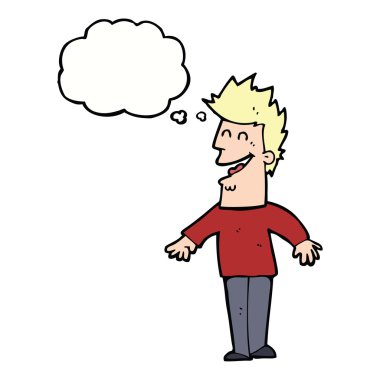 çizgi film mutlu adam düşünce baloncuğu ile