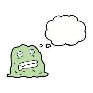 Düşünce baloncuklu çizgi film yaratığı