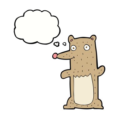 Düşünce baloncuklu komik çizgi film ayısı