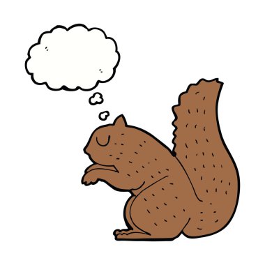 Düşünce baloncuklu bir sincap.