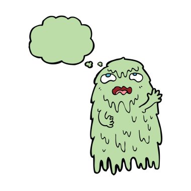 Düşünce baloncuklu iğrenç bir hayalet.