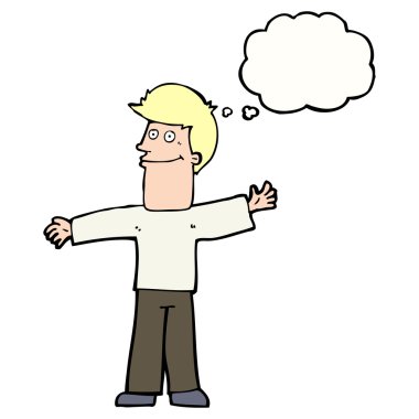 çizgi film mutlu adam düşünce baloncuğu ile