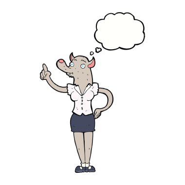 Düşünce baloncuğu fikri olan kurtadam kadın.