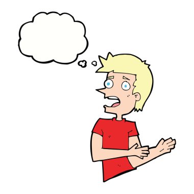 Çizgi film adamı düşünce baloncuğu ile strese soktu