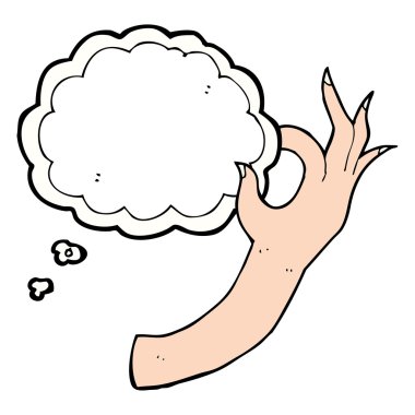 Düşünce baloncuklu çizgi el sembolü