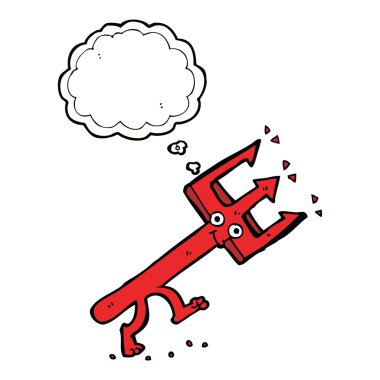 Düşünce baloncuklu şeytan çatalı.