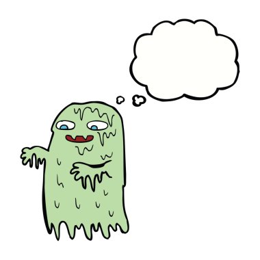 Düşünce baloncuklu iğrenç bir hayalet.