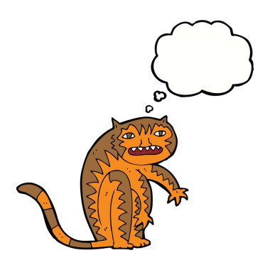 Düşünce baloncuklu çizgi film kaplanı