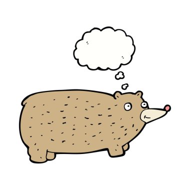 Düşünce baloncuklu komik çizgi film ayısı