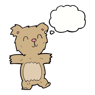 Düşünce baloncuklu şirin oyuncak ayı.