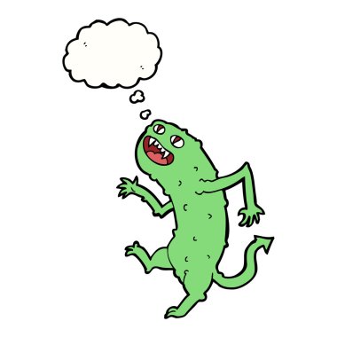 Düşünce baloncuklu çizgi film canavarı