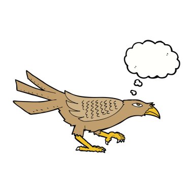 Düşünce baloncuklu çizgi film kuşu