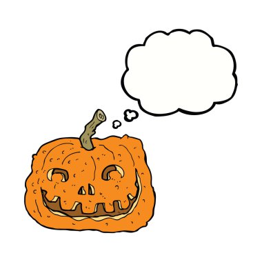 Düşünce baloncuklu çizgi film balkabağı