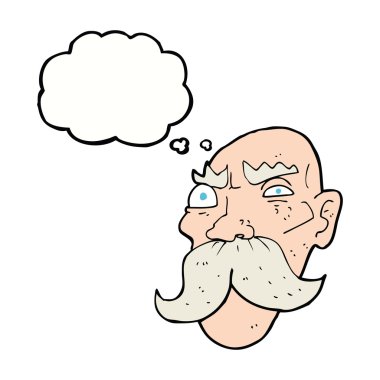 çizgi film düşünce balonu ile kızgın ihtiyar