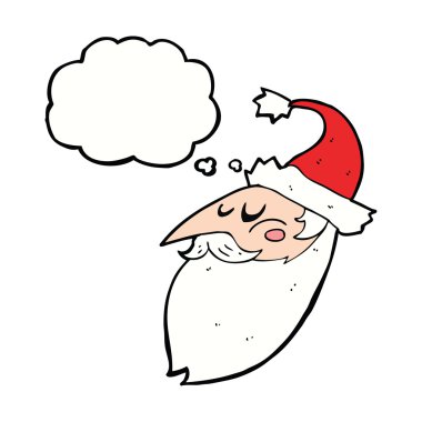 Düşünce baloncuklu çizgi film Noel Baba yüzü