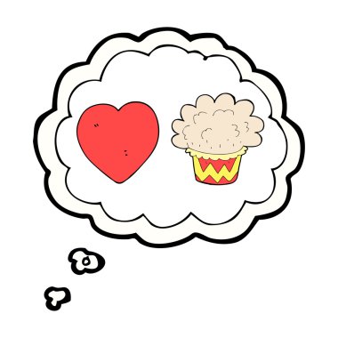 düşünce balonu ile karikatür cupcake