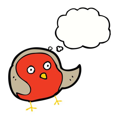 Düşünce baloncuklu çizgi robin