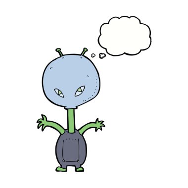 Düşünce baloncuğu olan uzaylı çizgi film