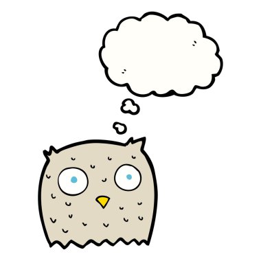 Düşünce baloncuklu çizgi film baykuşu